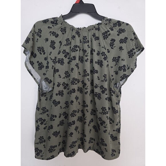 GAP Women Olive Green Floral Blouse XL / Rayon Top – Casual Vintage Style - Picture 3 of 16